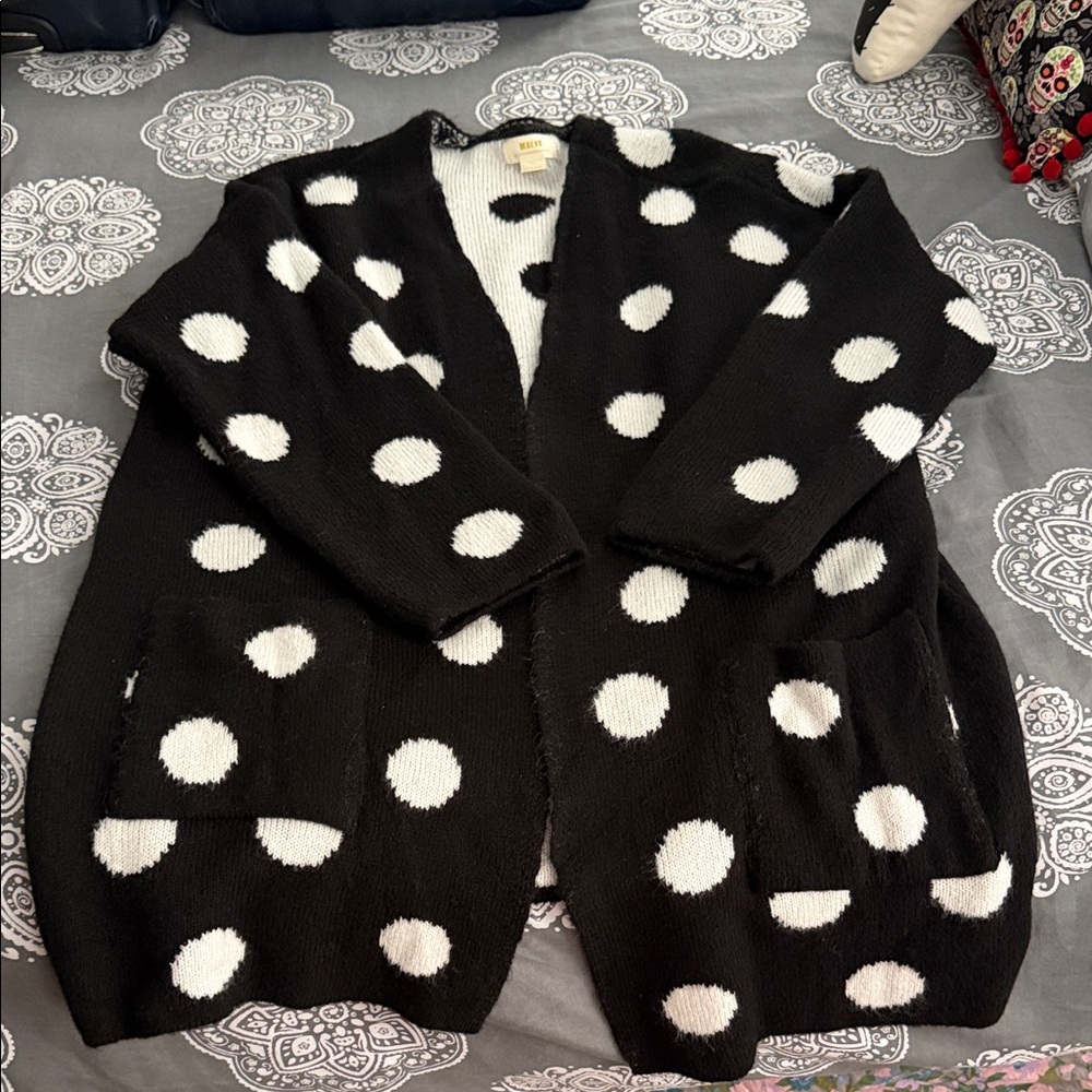 Anthropologie Black and White Polka Dot Sweater